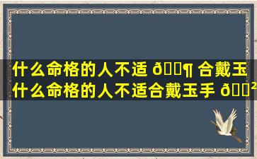 什么命格的人不适 🐶 合戴玉「什么命格的人不适合戴玉手 🌲 镯」